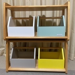 【1月21日まで最終値引】木のおもちゃ収納用ラック（大和屋）と木...