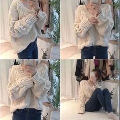秋冬新作Vネックセーター 韓国の画像