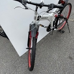 折りたたみMTB自転車     (26インチ）ダブルサスペンション　18段変速　白　シボレー　中古美品の画像