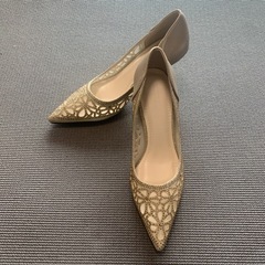【3月末迄】未使用 美品 ゴールド パンプス 結婚式 パーティ ...