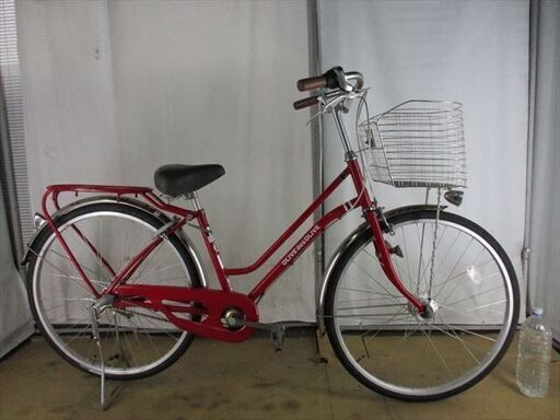 B676★9000円　LEDオートライト　3段変速付き★ 整備済み　中古自転車 アカ【26インチ 】