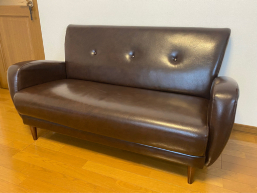 （値下げ）オシャレなレトロ風ソファ 2.5人掛け（美品）