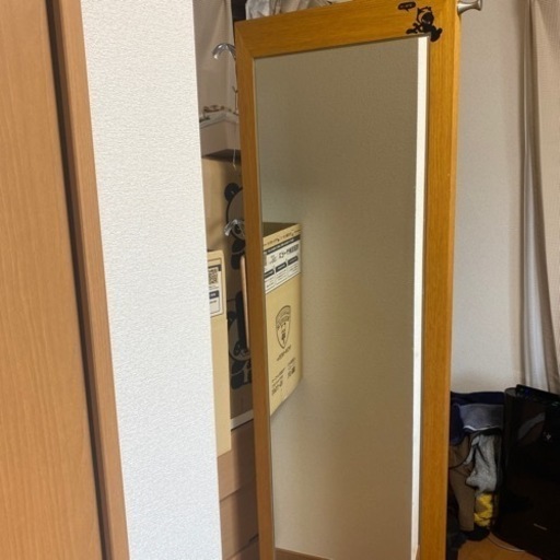大きな鏡　両面姿見　フック付き