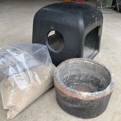 古民具　こたつ行火・番屋炬燵　木灰付き  外形約27×27×25...