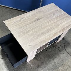 移転セール！３月２６日までの出品！美品 多目的木製テーブル センターテーブル 木目 幅80cm×奥行48cm ローテーブル 棚付き テレビボード Hの画像