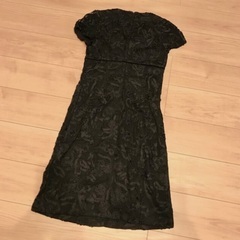 【配送可】グレースGRACE ドレス ワンピース 半袖 花柄テープ刺繍 黒ブラック36約Mの画像