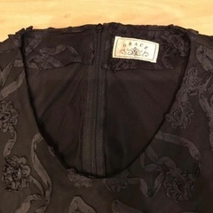 【配送可】グレースGRACE ドレス ワンピース 半袖 花柄テープ刺繍 黒ブラック36約Mの画像