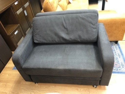 【リサイクルサービス八光　田上店　配達・設置OK】5WAY 2人掛けソファー 【グレー】 ファブリック地 収納＆ロック式キャスター付スツール付属 2Pソファ