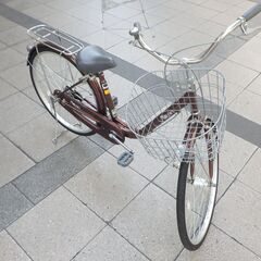 自転車 サイモト ミルトン 26インチ ブラウン系 カゴ付き オ...