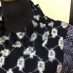 着物リメイク　絣と浴衣のチュニックの画像