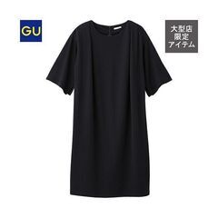 GU　カットソータックワンピース(５分袖)　黒L