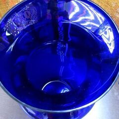 ガラス 花瓶 コバルトブルー 45cm 大きな青系硝子花器 フラワーベース 札幌市北区屯田 の画像