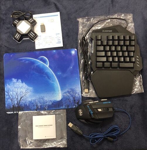 片手 ゲーミングキーボード マウス コンバーター  マウスパッド4点セット