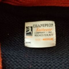 ☆☆新年初セール超超目玉商品　即決　ウール100% レア【チャンピオン】へちま襟カーディガン　ネイビ－　Ｍサイズの画像