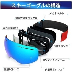 スキーゴーグル ダブルレンズ メガネ対応 スノーゴーグル 曇り止め 1