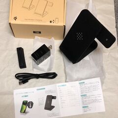【新品・未使用】ワイヤレス充電器 3in1 Qi認証 置くだけ充...