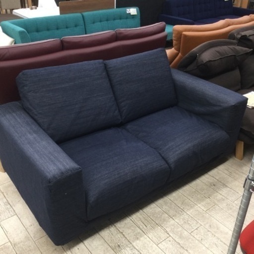 1/18【✨無印良品✨ 定価70，800円 ジーンズ生地 2シーター ワイド ソファ ポケットコイルなので座り心地good!! ソファー】