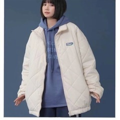 【美品】オーバーサイズ L 軽量ダウン/キルティングコート クリ...