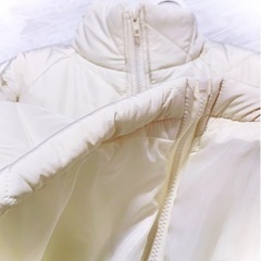 【美品】オーバーサイズ L 軽量ダウン/キルティングコート クリームホワイトの画像