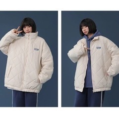 【美品】オーバーサイズ L 軽量ダウン/キルティングコート クリームホワイトの画像
