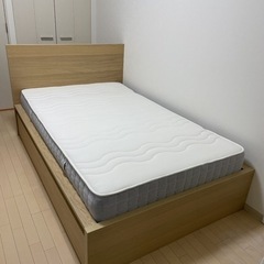 IKEA MALM セミダブル　収納ボックス・マットレス付き　元...