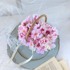桜　バスケット　アレンジメントの画像
