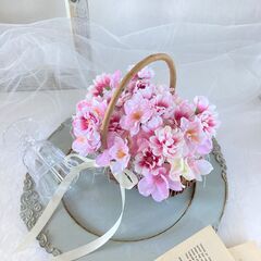 桜　バスケット　アレンジメントの画像