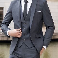 【配送・直接引渡OK】新品　B83-2メンズスリーピーススーツ３点セットスーツジャケットベストパンツビジネスの画像