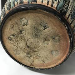⭕⭕⭕KYS1/67 火鉢 金魚鉢 水鉢 特シ印 直径39cm 睡蓮鉢 めだか鉢 葉 陶器 陶磁器 囲炉裏 古民具 茶道具 煎茶道具 インテリア 昭和 レトロ 民芸⭕⭕⭕の画像