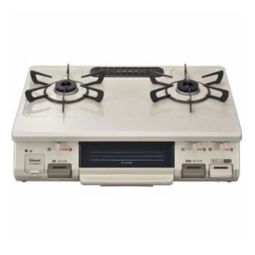 【超美品‼️】リンナイ 2017年製 LPガス(プロパン)用 ガステーブル 右強火/水無し片面焼きグリル クリームベージュ♪