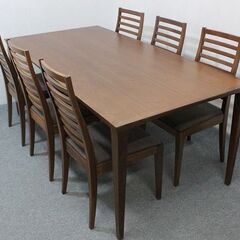 IDC大塚/秋田木工　ダイニング7点セット　テーブル　幅180　椅子6脚セット   中古家具 店頭引取歓迎 R5015)