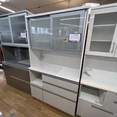 ◎B215 キッチンボード 食器棚 幅117㎝　奥行49㎝　高さ200㎝　ホワイト系 