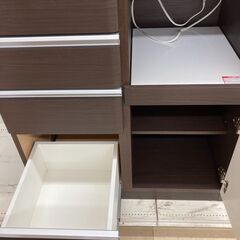 レンジボード 上2枚扉 ﾀﾞｰｸﾌﾞﾗｳﾝ×ﾎﾜｲﾄ
