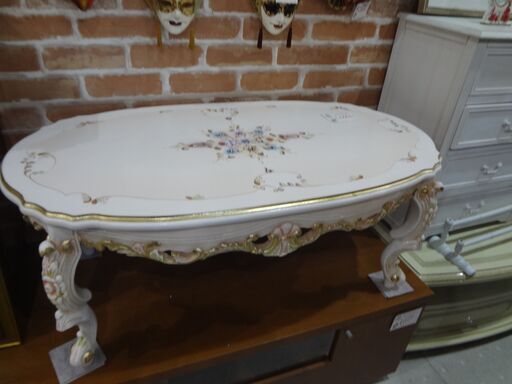 リビングテーブル　姫系　アイボリー　【モノ市場東海店】151