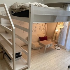 決まりました【1年半使用】定価7万：木製ロフトベッド セミダブル