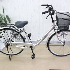 自転車✨ママチャリ✨26インチ✨シルバー✨鍵あり✨中古品【こちらは店舗です。浜村鹿野温泉ICから3分 買取本舗 宮本リサイクル 営業時間９～１９時 定休日水曜のみ←連絡できませんm(_ _)m】G162の画像