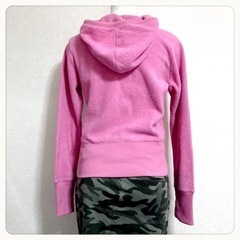 ꒰tommy jeans꒱フリース パーカー 無地ピンク トップス ルームウェアの画像