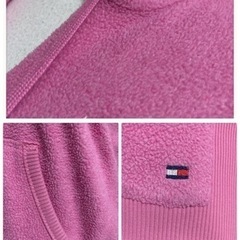 ꒰tommy jeans꒱フリース パーカー 無地ピンク トップス ルームウェアの画像