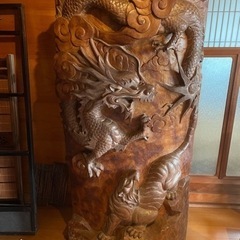 1月28日迄 木彫り 木彫衝立 龍 虎 和風 家具 インテリア
