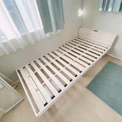 シングルベッドフレーム すのこ 白の画像