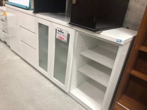 ●販売終了●少し低めのキャビネット　レンジ台　ホワイト　ローボード　カウンター　中古品