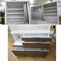 三幸ジャパン レンジボード 幅119.5cm ホワイト×ブラウン キッチン収納