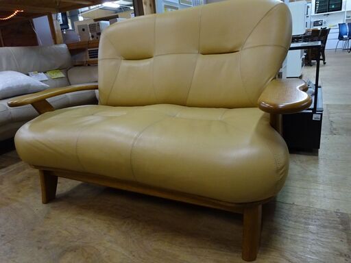 浜本工芸　本革2人掛けリビングチェア　L-3100【愛品倶楽部柏店】 