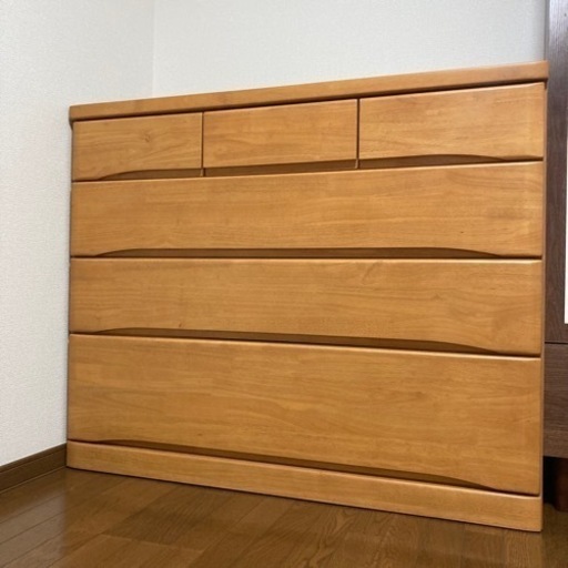 洋服タンス（120x43x100、4段）ローチェスト 幅120 4段 木製整理箪笥