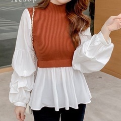 新品未使用　AMOUR BOX　ボリュームスリーブニットドッキン...