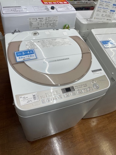 SHARP 7.0kg全自動洗濯機　ESーKS70T 2017年製