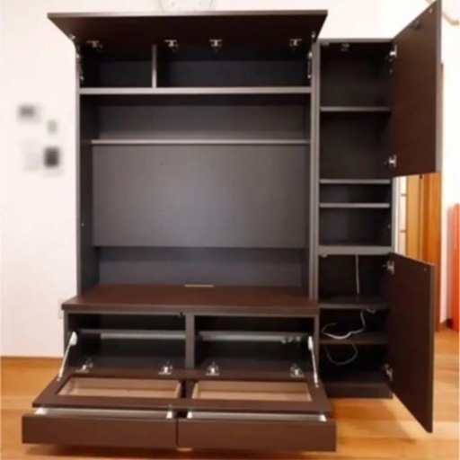 すえ木工 壁面収納型 ストア テレビボード 壁面収納 テレビ台 棚 すえ