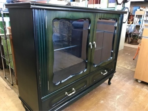 SUNABA アンティーク　猫脚家具　ダイニングボード　キャビネット　グリーン