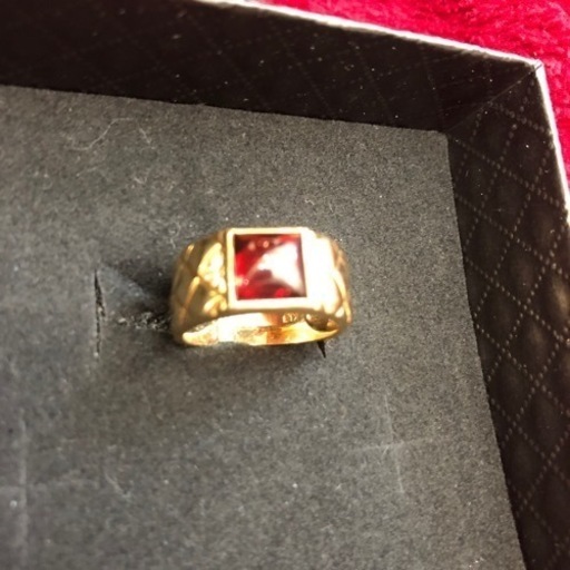 k18 リング　ガーネット  ダイヤ