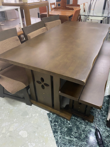 ダイニングテーブルセット　長椅子1脚　椅子3脚　リサイクルショップ宮崎屋住吉店R4.1.22